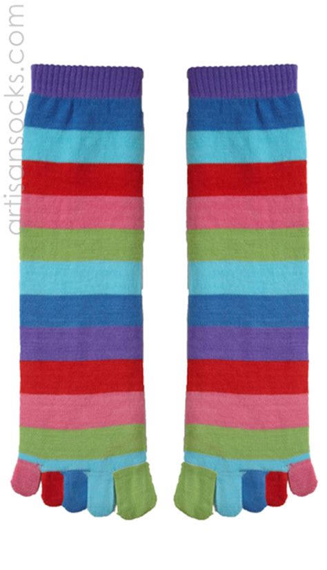 Rainbow Striped 15 Toe Sock