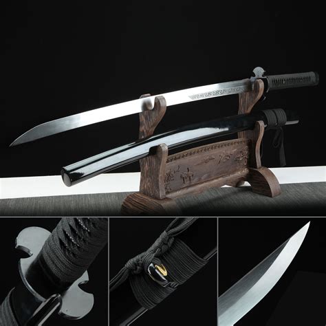 Handmade Spring Steel Real Japanese Katana Samurai Sword With Black