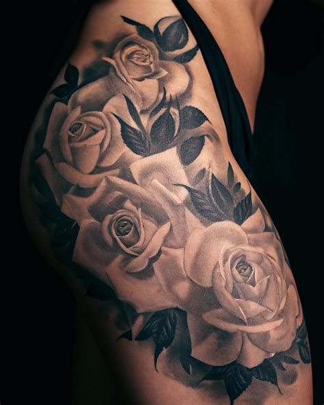 Rose Tattoos On Thighhip