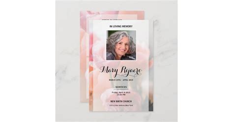 Memorial Funeral Card With Floral Background Zazzle