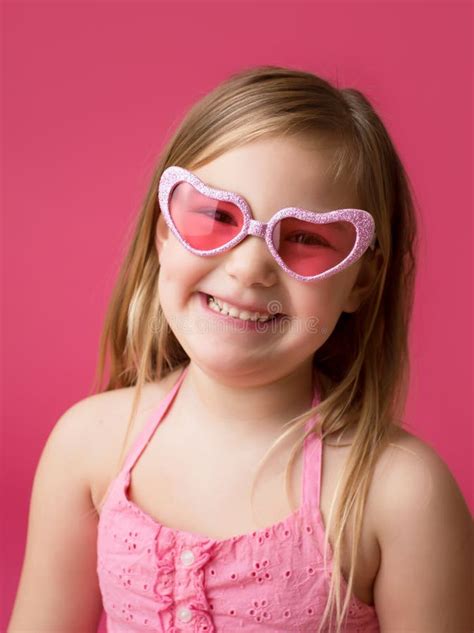 Happy Smiling Girl With Heart Glasses Stock Image Image Of Heart