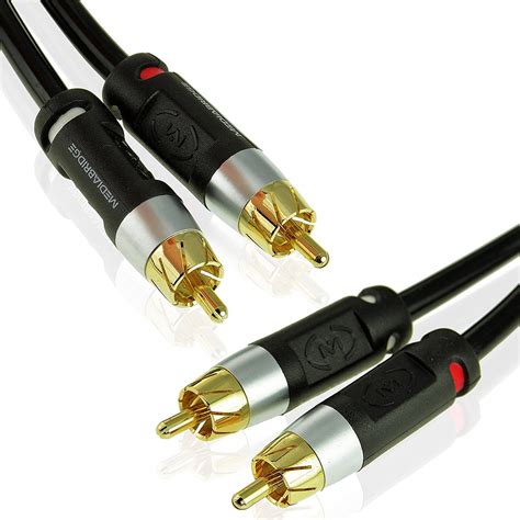 Mediabridge Stereo Cable With Left And Right Audio 12 Feet Rca To Rca Gold Plated Connectors