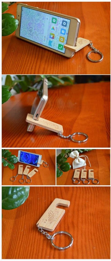 Wooden Smart Phone Stand Keychain Stand For Smartphone Etsy