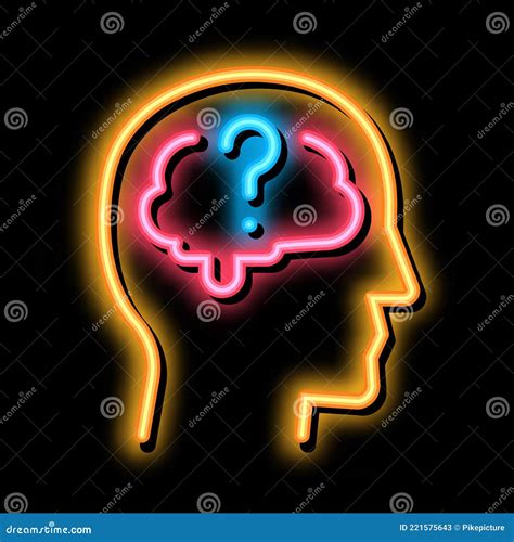 Brain Question Mark Neon Glow Icon Illustration Stock Vector