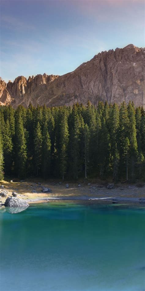 Lake Mountains Forest Green Tree Italy 1080x2160 Wallpaper