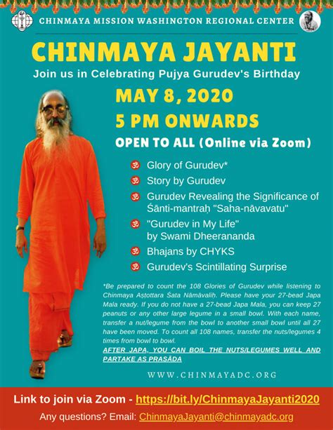 Chinmaya Jayanti Celebrations Chinmaya Mission Wrc