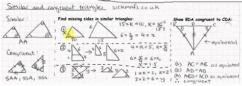 7.2 similar and congruent triangles.notebook 3 march 02, 2017 a b c 5 13 solve for the missing side, then give the ratios of. KS3+GCSE Maths: Similar and congruent triangles by ...