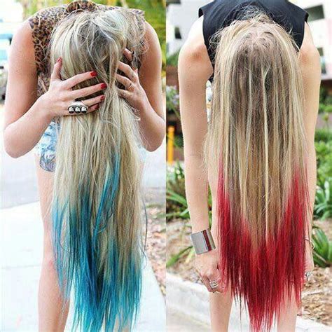 Blue And Red Dip Dyed Tips Dip Dye Hair Hair Hacks Dyed Hair