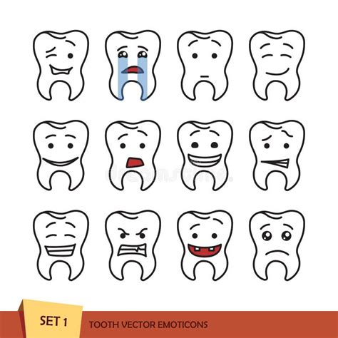 Set Of Outline Tooth Stock Vector Illustration Of Doodle 85785817