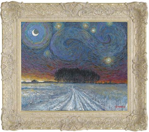 Starry Night With Snow And Distant Woodland By John Myatt Price