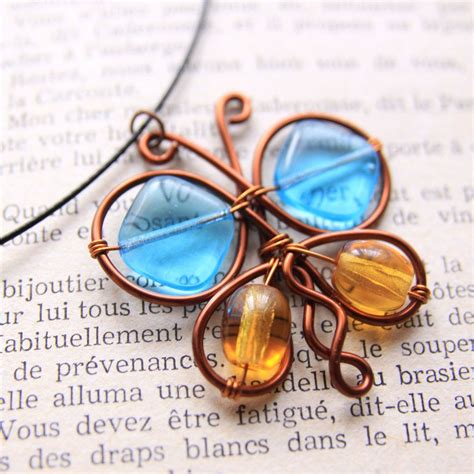 Copper Wired Butterfly Pendant Beaded Jewelry Diy Wire Work Jewelry