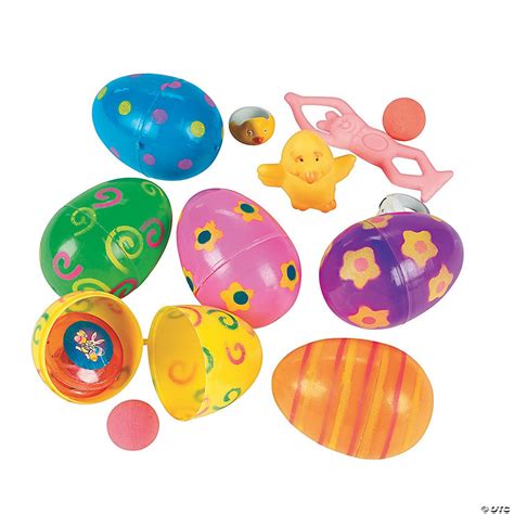 Bright Patterned Toy Filled Plastic Easter Eggs 24 Pc Oriental Trading