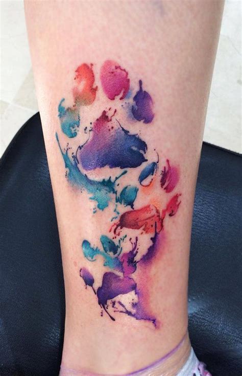 Watercolor Paw Tattoo