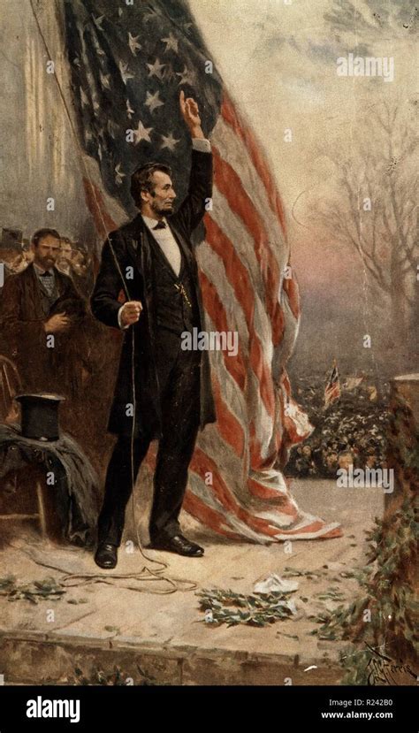 Painting Of President Abraham Lincoln 1809 1865 Standing In Front Of