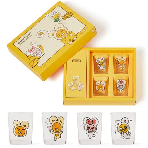 Kakao Friends 4p Set Of Soju Mini Shot Drinking Glass Cup Cheese