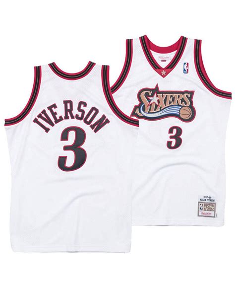 mitchell and ness synthetic allen iverson philadelphia 76ers authentic jersey in white black red