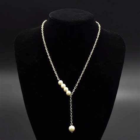 Simple Silver Chain Pearl Necklace Single Pearl Tassel Pendant
