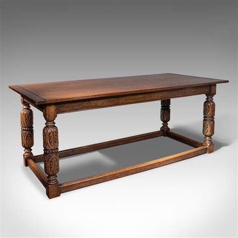 Antique English Jacobean Revival Oak Refectory Table 1910s For Sale At