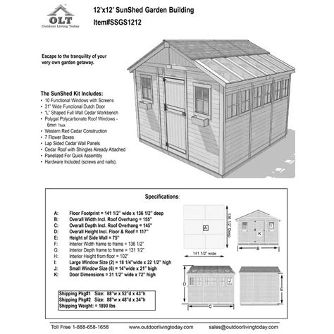 Outdoor Living Today 12 Ft W X 12 Ft D Cedar Wood Sunshed Garden Shed