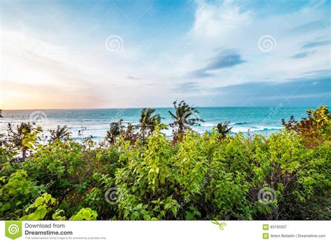Sunset Over Ocean Nature Composition Beautiful Tropical View Bali