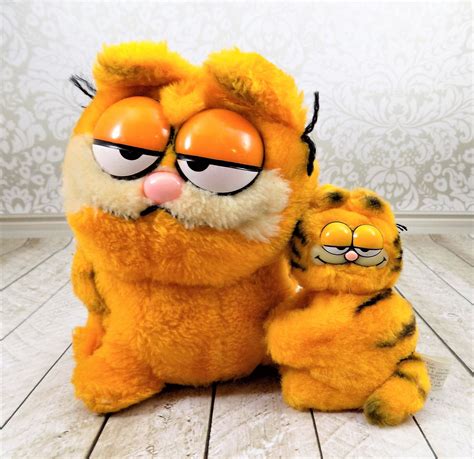 Garfield Plush Toy Garfield Clip On Two Garfields Small Etsy Plush