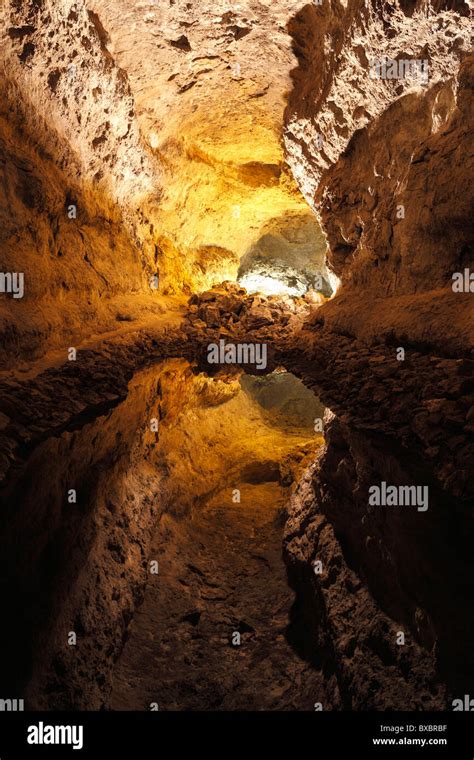 Water Reflection In A Cave Cueva De Los Verdes Lanzarote Canary