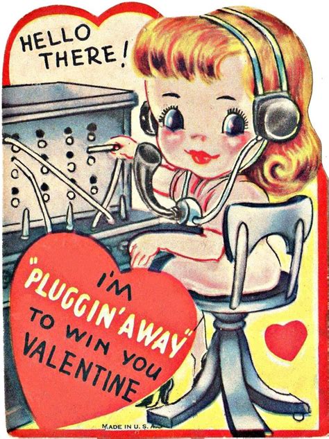 Valentine Phone Operator 1940s Vintage Valentines Vintage