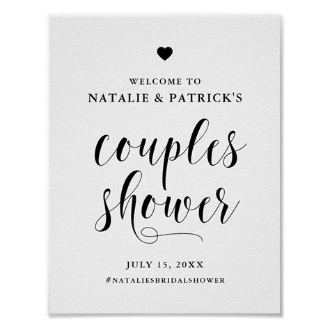 Black Bold Script Couples Shower Welcome Sign Zazzle Couple Shower Bridal Shower Welcome