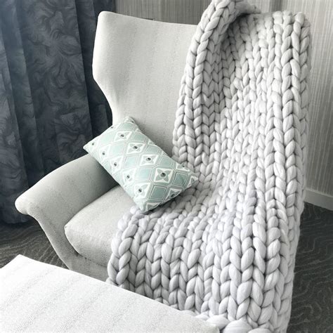 Super Chunky Handmade Knit Blanketthrow Merino Wool Etsy