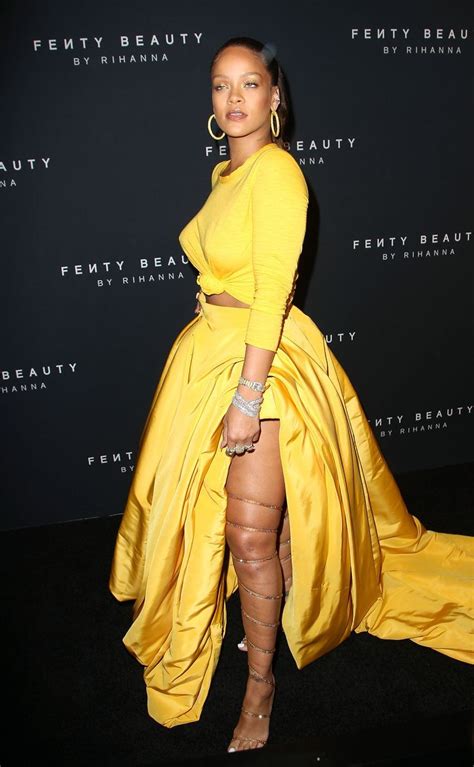 Rihanna Yellow Two Piece Celebrity Dress Fenty Beauty Launch