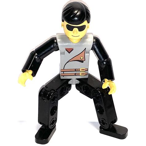Lego Technic Figure Black Legs Light Gray Top With 2 Brown Belts