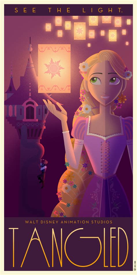 art deco style poster art for classic disney animated films — geektyrant