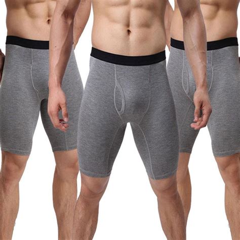 2021 Casual Men Long Boxer Shorts Comfortable Cotton Underpants Elastic Waist Fitness Knee