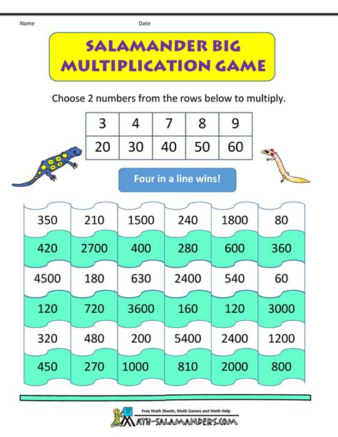 Multiplication games are a great way to supplement regular math lessons. math multiplication games salamander big multiplication game