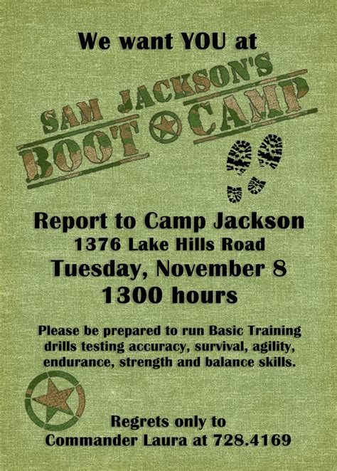 boot camp party invitation wdwdesigns pinterest