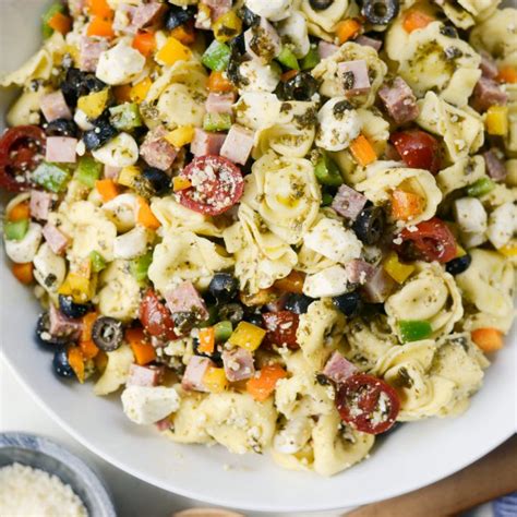 It's a good potluck recipe, side dish this is easy an antipasto salad to assemble with lots of powerful italian flavor! Antipasto Tortellini Pasta Salad with Basil Pesto ...