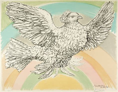 Picasso Colombe Volant Lithograph Signed In Pencil Cypria Auctions