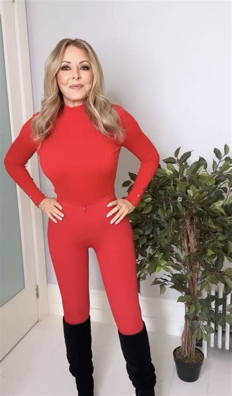 Carol Vorderman Shows Off Her Famous Curves In Red Leather Trousers
