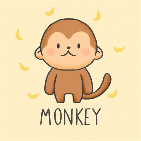 Cute Monkey Cartoon Hand Drawn Style Cute Cartoon Drawings Cute