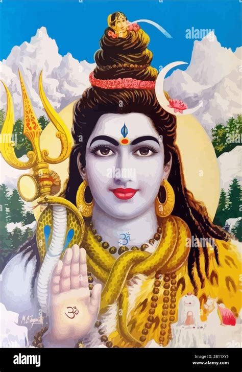 Hinduism Lord Shiva Spiritual Snake Power Bless Illustration Holy Stock