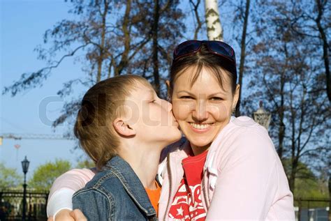 son with mom stock image colourbox