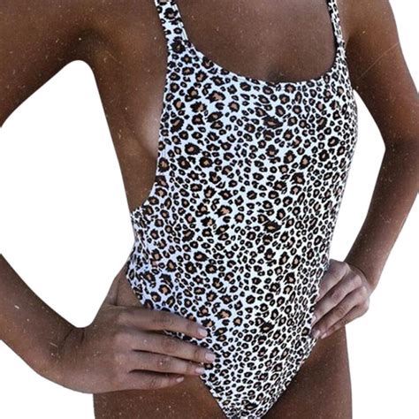women one piece swimwear sexy backless push up padded leopard print bra swimsuit bathing suit