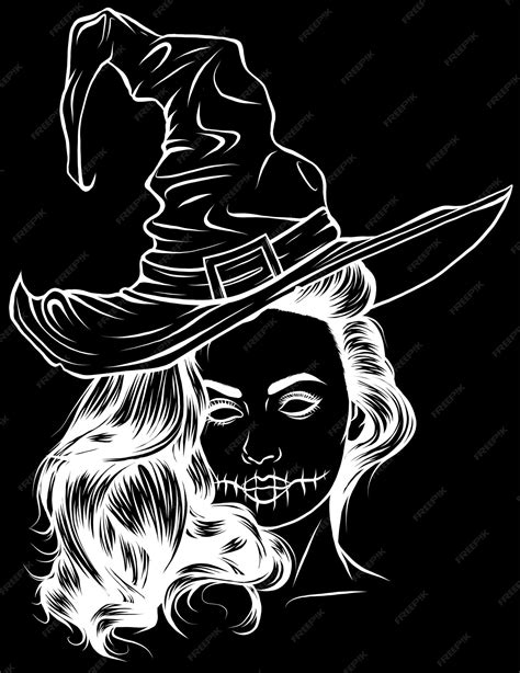 Premium Vector Pretty Witch Vector Hand Drawn Illustration