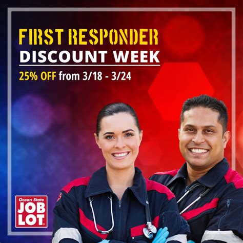 Learn the saving money tips and get the kia first order discount right now here. First Responder Discount Week at Ocean State Job Lot ...