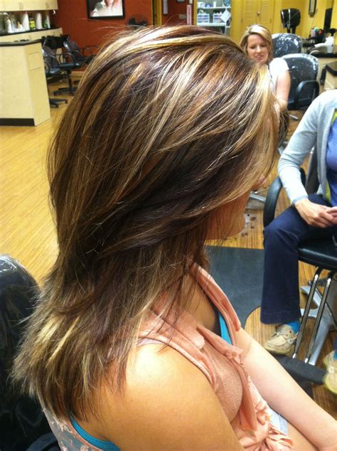 Highlights inspo for different hair lengths. Kacie's red and brown low lights with blonde highlights ...