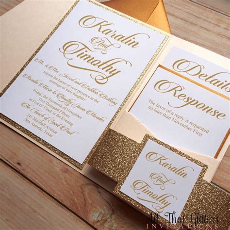 Diy Rose Gold Glitter Wedding Invitations Gold 2570387 Weddbook