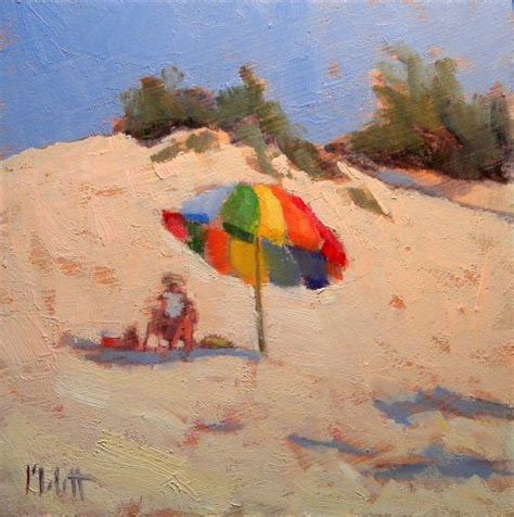 Sand Dunes Painting Beach Umbrella Art Contemporary Impressionism Heidi