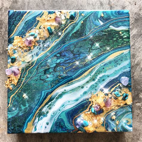 How To Embellish Any Pour Into A Gorgeous Geode Style Painting