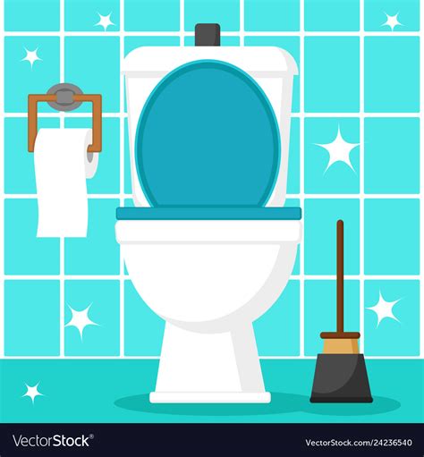 Clean Toilet Bowl With Toilet Paper And Plunger Vector Image