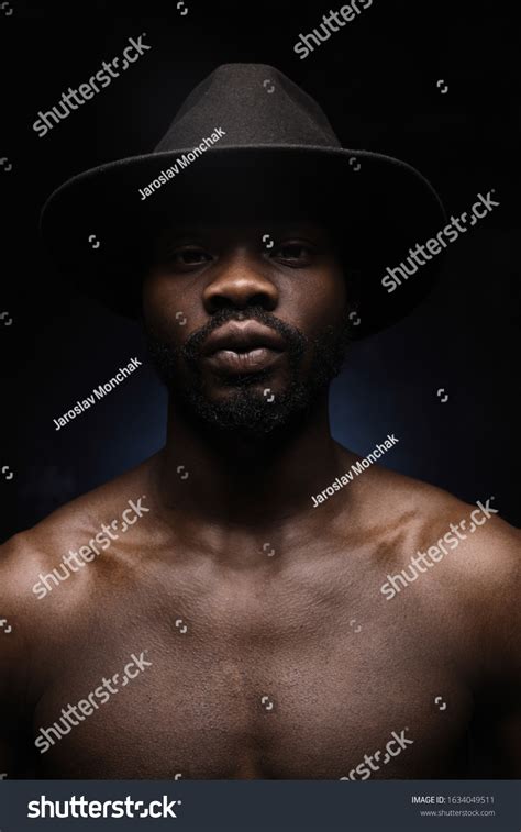 Portrait Handsome Black Man Naked Sports Stock Photo 1634049511